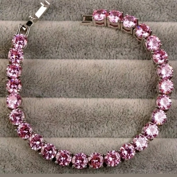 Pink Topaz Tennis Bracelet - 7" - Picture 5 of 5